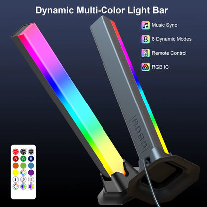 1 Pair RGB Rhythm Light,180° Smart Light Bars,Gaming LED Lights,16 Million DIY Color Adjustments,Remote Control,Usb Pickup Light