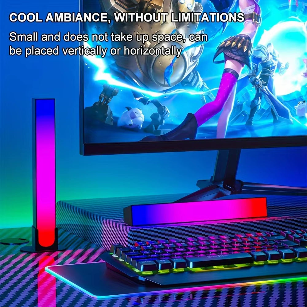 1 Pair RGB Rhythm Light,180° Smart Light Bars,Gaming LED Lights,16 Million DIY Color Adjustments,Remote Control,Usb Pickup Light